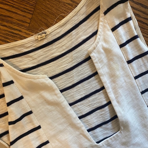 JCrew ivory and navy striped dress with pockets, size M - Picture 2 of 2